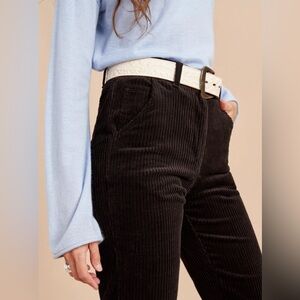 La Ligne Reece Pant in Chocolate Brown Corduory, Size 2